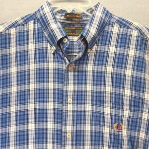 Alexander Julian Colours Mens Thomaston Twill Blue Plaid Button Down Shirt XL